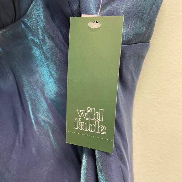 Wild Fable Women's Iridescent Maxi Slip Dress Navy Size Medium - Picture 4 of 6
